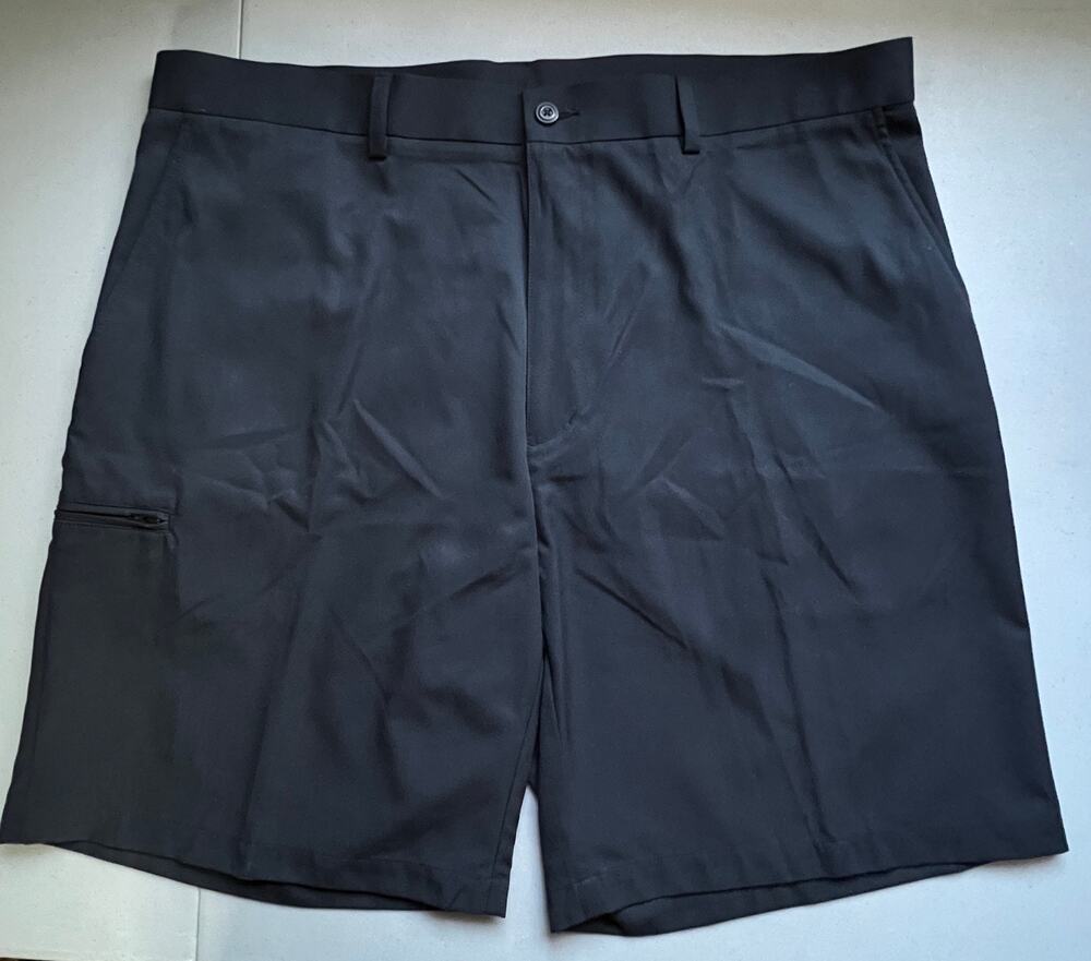 Champions Tour Golf Shorts Mens 38 Black Performance Flat Front Zip Pocket